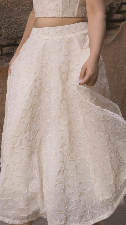 White Petal Long Skirt