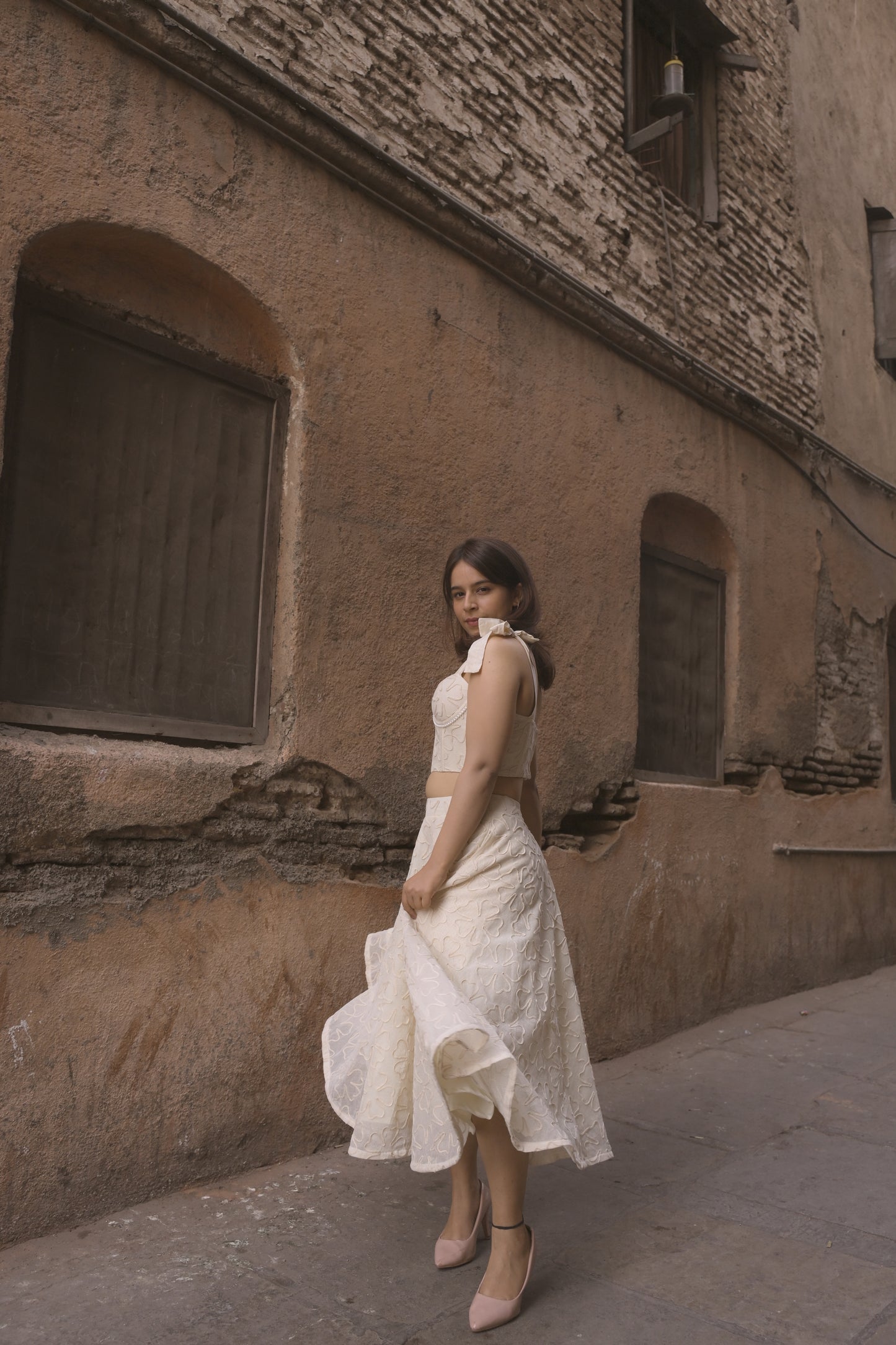 White Petal Long Skirt