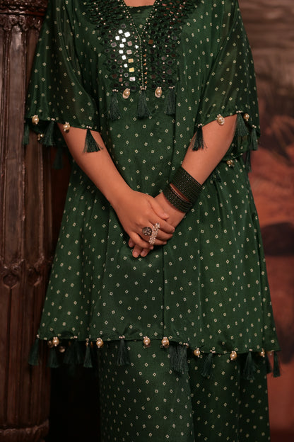 Festive Mirror bandhani Kaftan Kurta Set