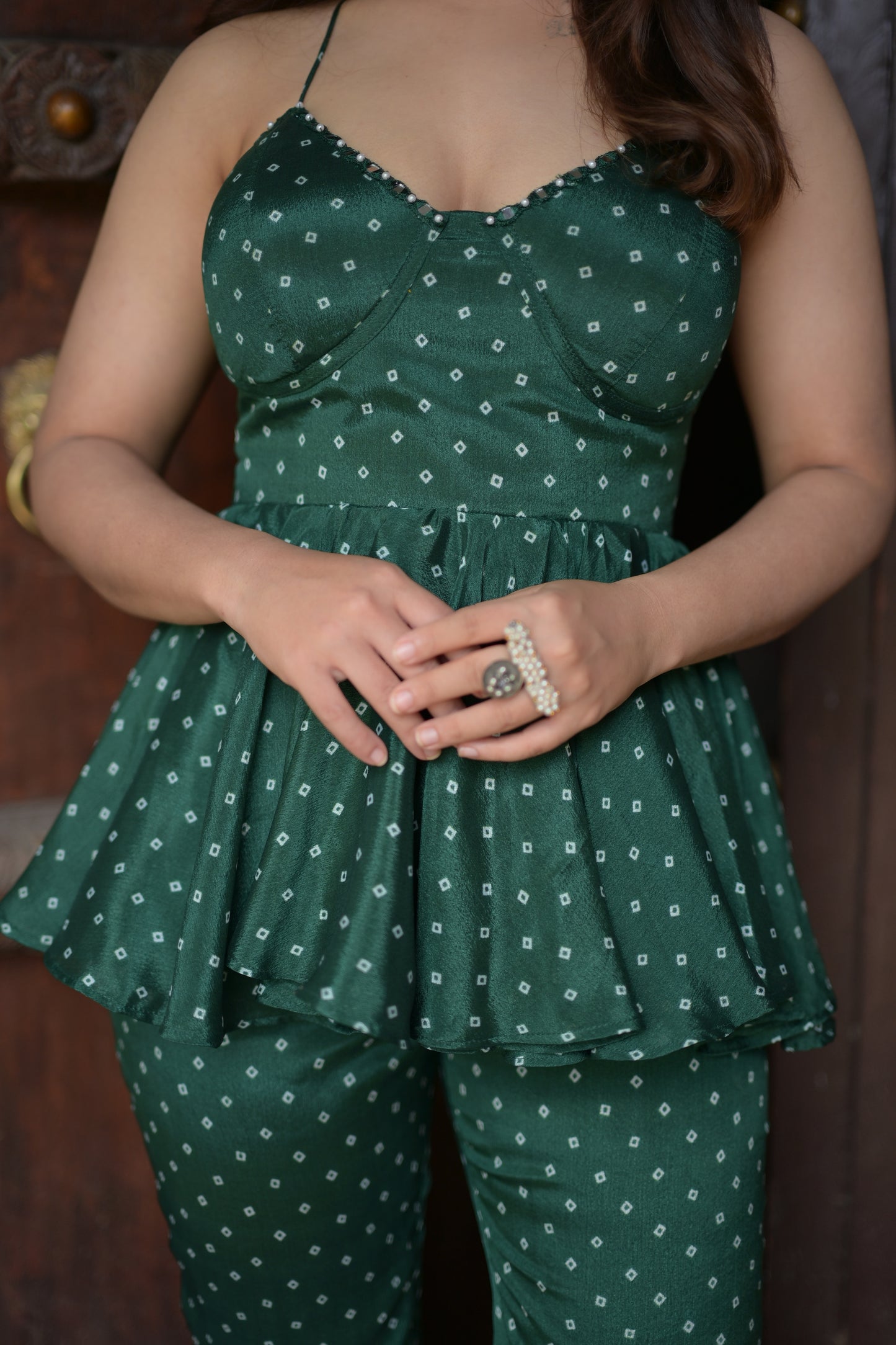 Bandhani Corset with bell bottoms