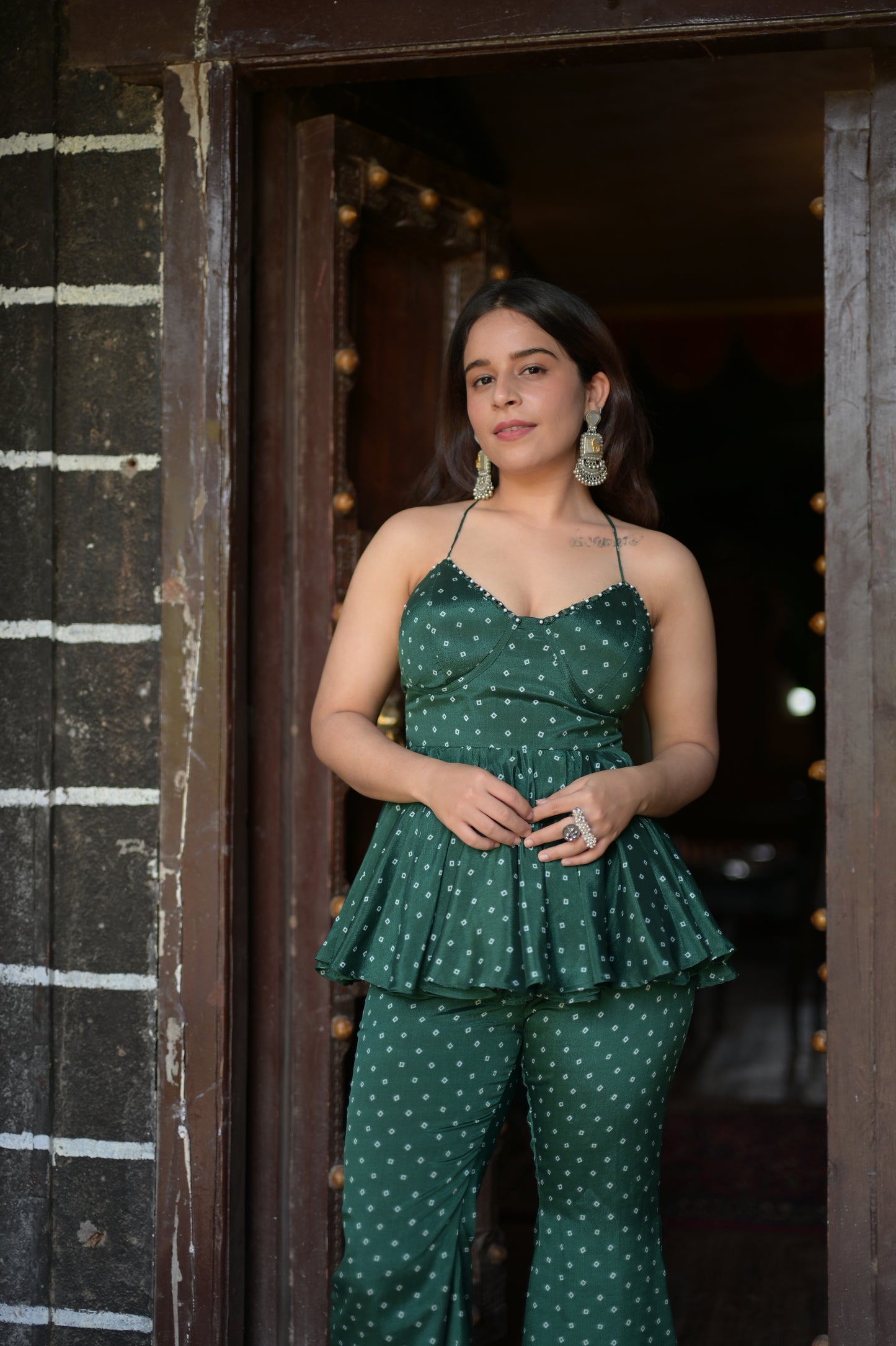 Bandhani Corset with bell bottoms