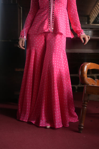 Embroidery Peplum Jacket with Sharara Set