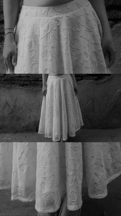 White Petal Long Skirt