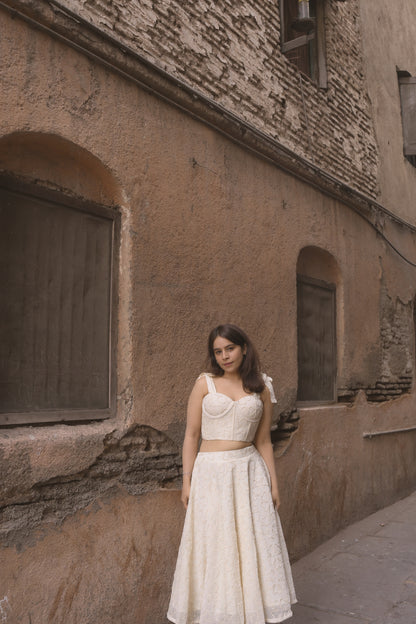White Petal Long Skirt
